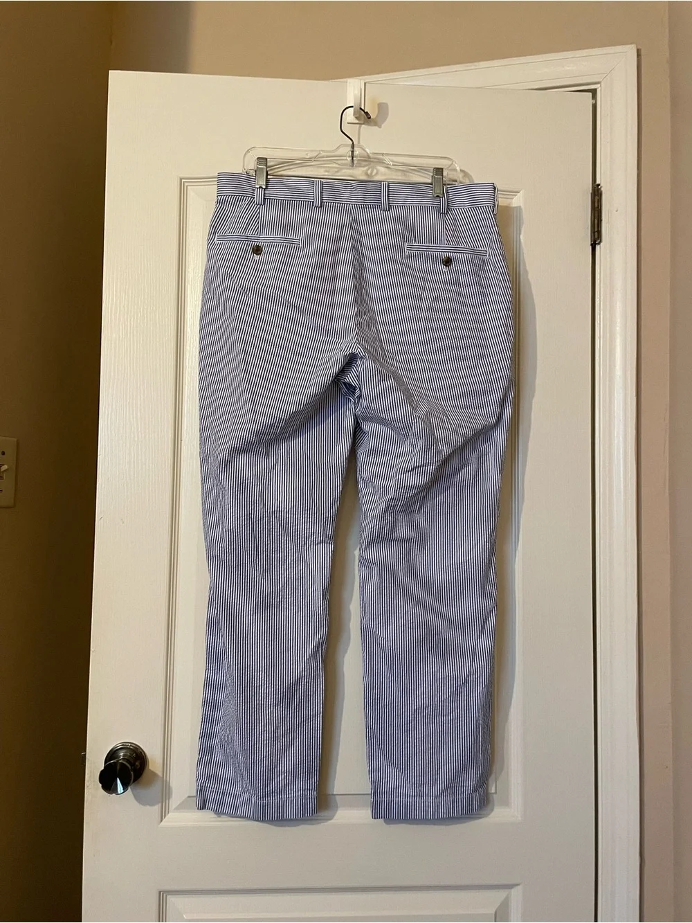 Brooks Brothers Clark Fit Seersucker Pants Mens 35x30 Blue White Stripe Cotton